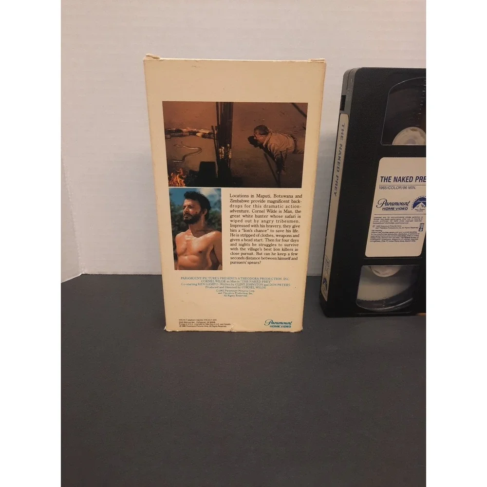 The Naked Prey VHS Tape TESTED Rare Horror Cult Cannibal Pre-Owned
